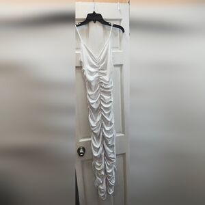 Susana Monaco Stretch White Ruched Maxi Dress